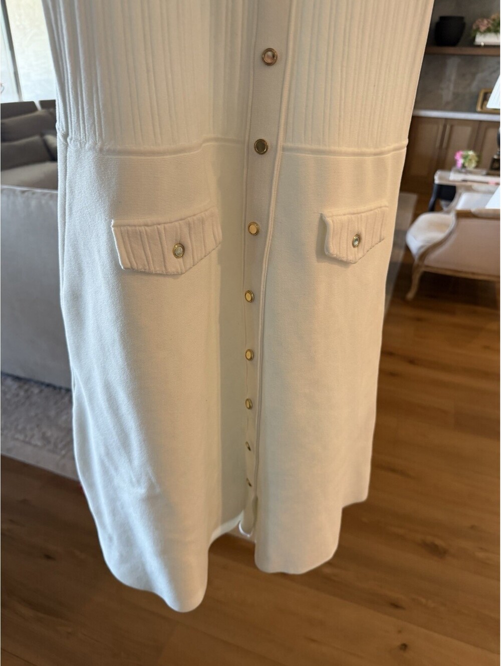 Sandro White Rib Knit Mini Dress Small/medium SUCH A BEAUTY $293 - Picture 13 of 14